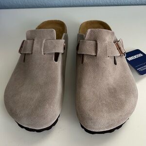 Taupe Grey Boston Birkenstocks Clogs - EU 37